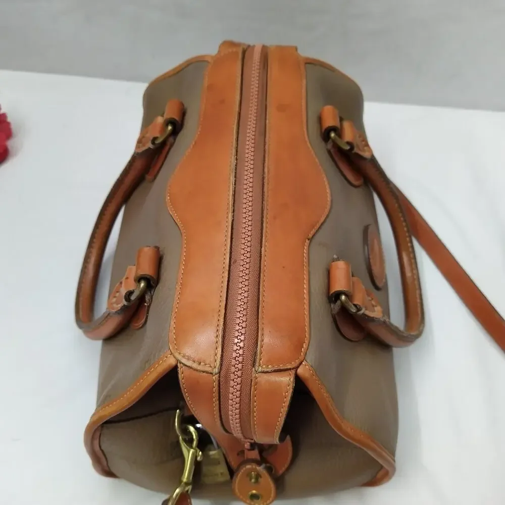Dooney & Bourke Taupe Tan Pebbled Leather Doctor Satchel Bag - VTG Made in USA